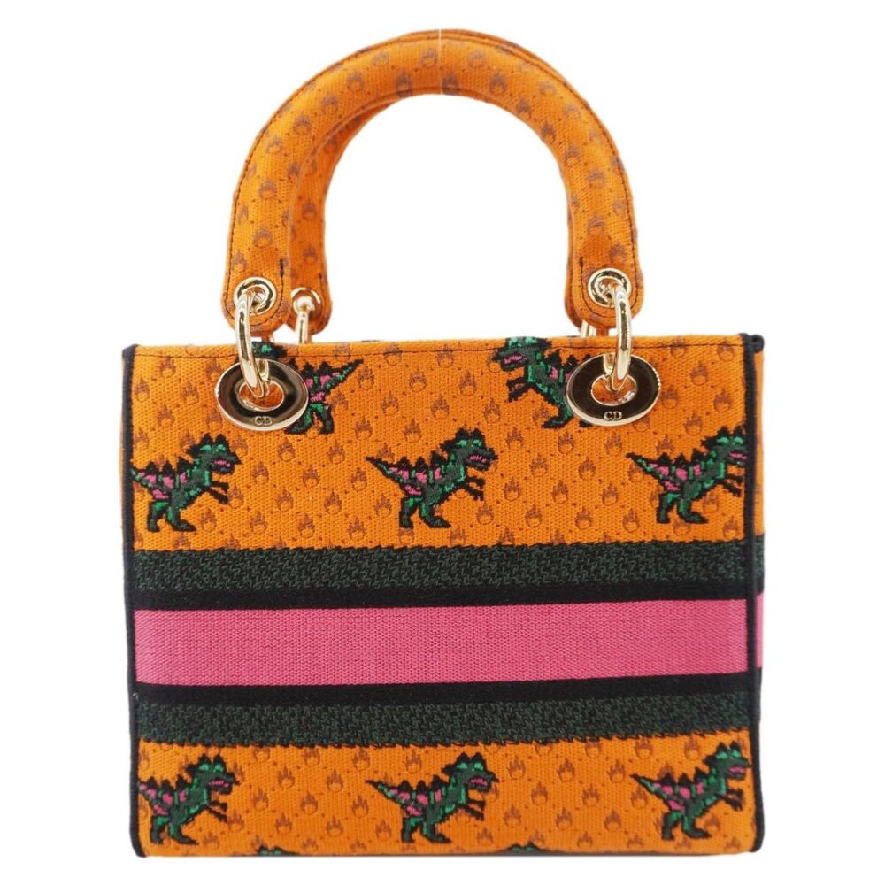 Christian Dior Lady Dior D-Lite Medium Dino Embroidered Shoulder Bag Orange - Picture 5 of 16